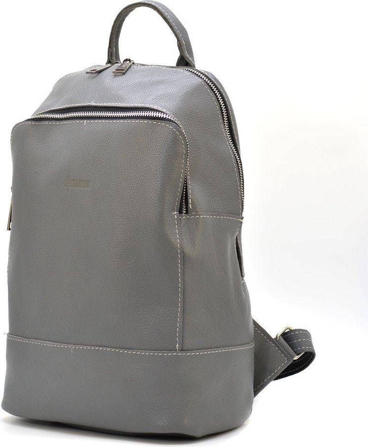 Жіночий шкіряний рюкзак сірого кольору TARWA (21781)