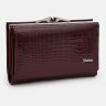 Лакированный кожаный кошелек бордового цвета для женщин Ricco Grande 109066 с фактурой под рептилию modnotak фото - 2
