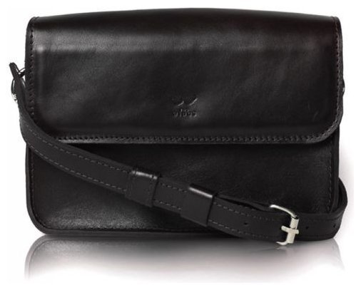 Невелика жіноча сумка-кроссбоді із натуральної шкіри чорного кольору BlankNote Moment 79066