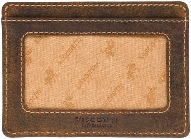 Коричневый картхолдер из винтажной кожи с RFID-защитой Visconti Stealth 69166