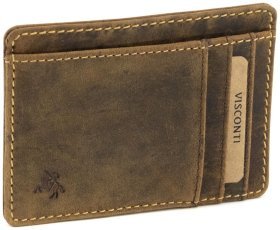 Коричневый картхолдер из винтажной кожи с RFID-защитой Visconti Stealth 69166