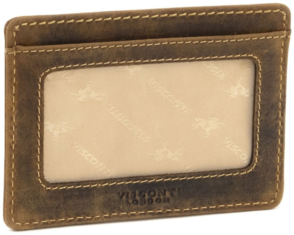 Коричневый картхолдер из винтажной кожи с RFID-защитой Visconti Stealth 69166 фото №2 Коричневый картхолдер из винтажной кожи с RFID-защитой Visconti Stealth 69166 modnotak фото №2