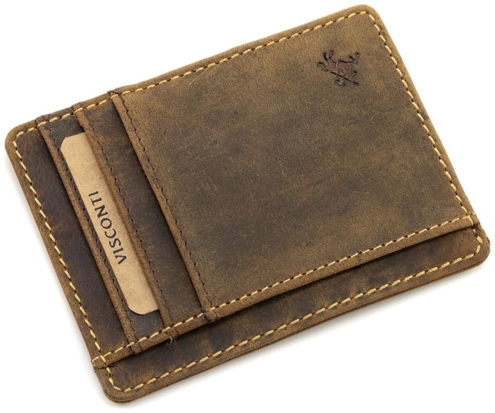 Коричневый картхолдер из винтажной кожи с RFID-защитой Visconti Stealth 69166 фото №3 Коричневый картхолдер из винтажной кожи с RFID-защитой Visconti Stealth 69166 modnotak фото №3