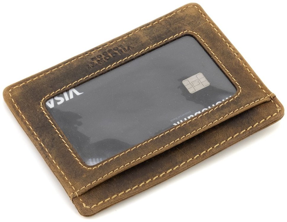 Коричневый картхолдер из винтажной кожи с RFID-защитой Visconti Stealth 69166 фото №6 Коричневый картхолдер из винтажной кожи с RFID-защитой Visconti Stealth 69166 modnotak фото №6