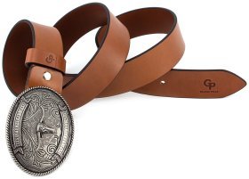 Мужской кожаный ремень с крупной пряжкой Grande Pelle (43441)