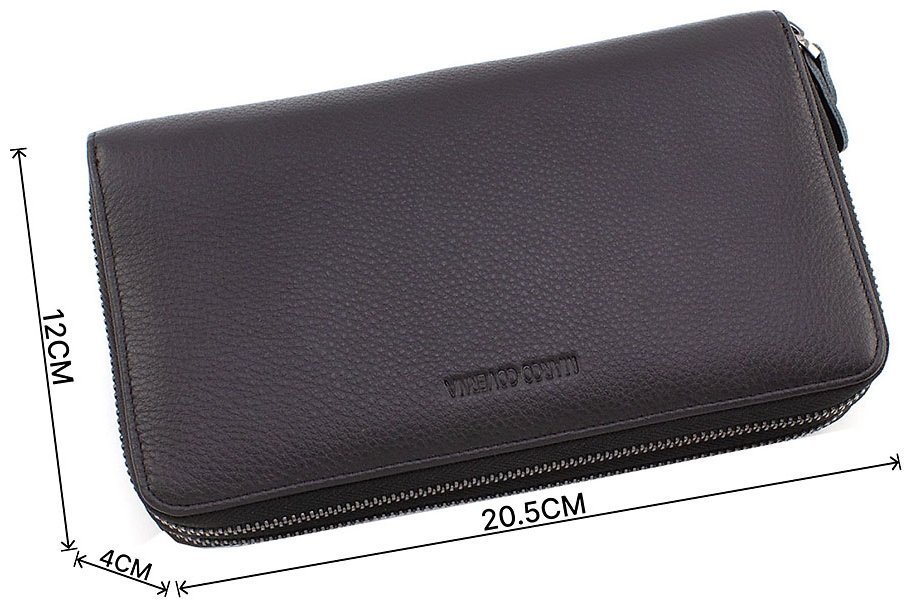 Просторный мужской клатч из кожи флотар черного цвета на две молнии Marco Coverna (15420) modnotak фото №3