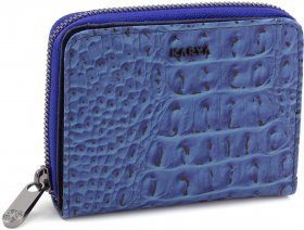 Синій жіночий гаманець з натуральної шкіри з фактурою під крокодила KARYA (15493)