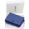 Синій жіночий гаманець з натуральної шкіри з фактурою під крокодила KARYA (15493) - 7
