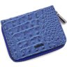 Синій жіночий гаманець з натуральної шкіри з фактурою під крокодила KARYA (15493) - 3