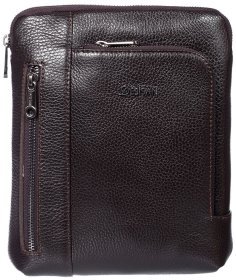 Повсякденна чоловіча сумка через плече із натуральної шкіри коричневого кольору DESISAN 79866