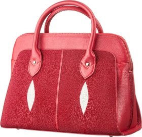 Вместительная сумка из натуральной кожи ската красного цвета STINGRAY LEATHER (024-18517)