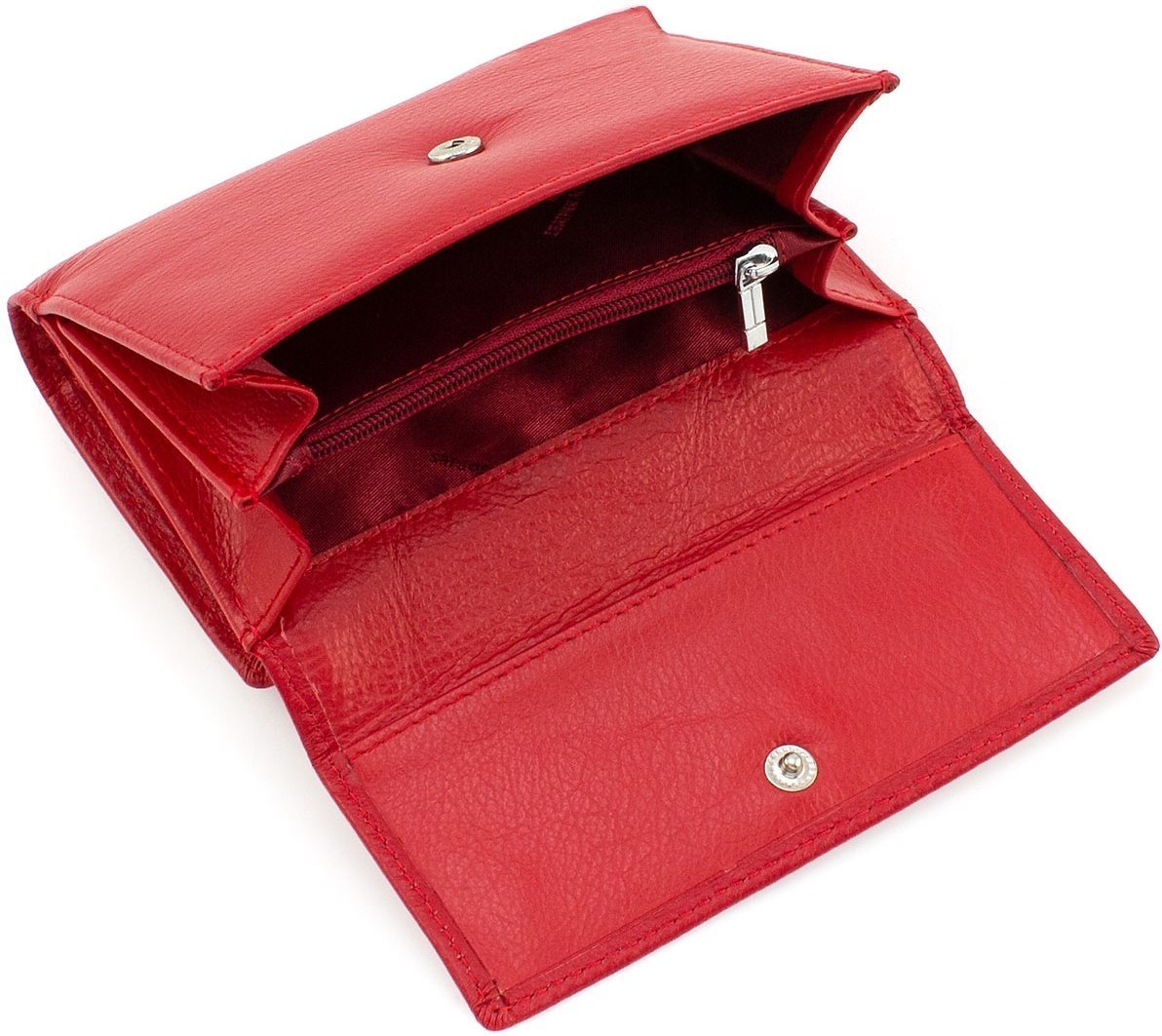 Красный кожаный женский кошелек с двумя отделами на кнопках ST Leather (15602)