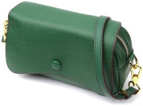Компактная кожаная женская сумка зеленого цвета с клапаном на магните Vintage 2422430