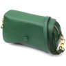 Компактна шкіряна жіноча сумка зеленого кольору з клапаном на магніті Vintage 2422430 - 1