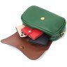 Компактная кожаная женская сумка зеленого цвета с клапаном на магните Vintage 2422430 - 6