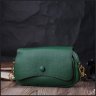 Компактная кожаная женская сумка зеленого цвета с клапаном на магните Vintage 2422430 - 7