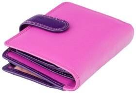 Розово-филетовый женский кошелек из натуральной кожи с автономной монетницей Visconti Bali 70667