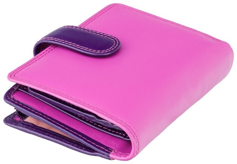 Рожево-філетовий жіночий гаманець із натуральної шкіри з автономною монетницею Visconti Bali 70667