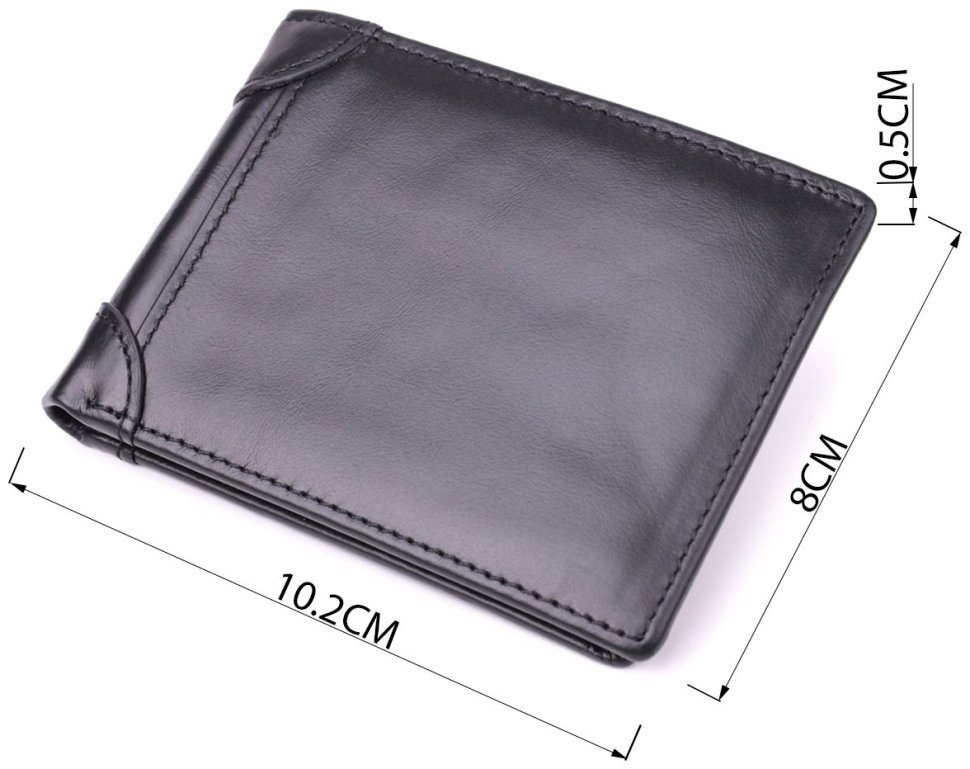 Мужское портмоне из натуральной кожи черного цвета без застежки Vintage Style 91467 фото №3 Мужское портмоне из натуральной кожи черного цвета без застежки Vintage Style 91467 modnotak фото №3