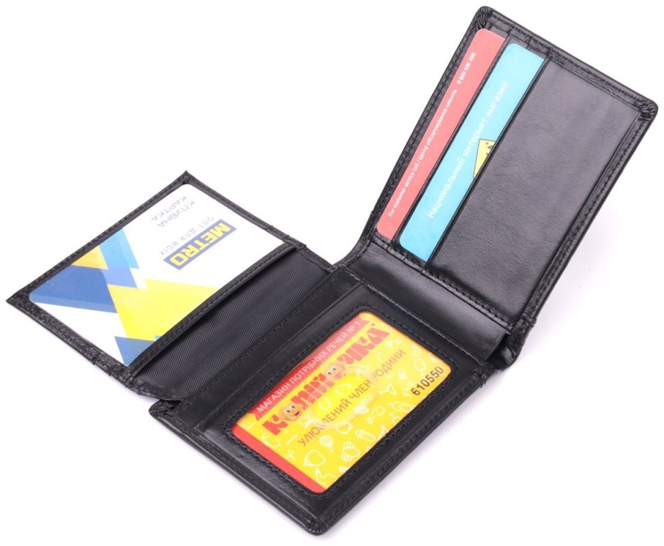 Мужское портмоне из натуральной кожи черного цвета без застежки Vintage Style 91467 фото №6 Мужское портмоне из натуральной кожи черного цвета без застежки Vintage Style 91467 modnotak фото №6