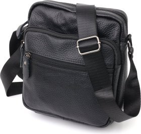 Мужская сумка через плечо из натуральной кожи в черном цвете Vintage (20678)