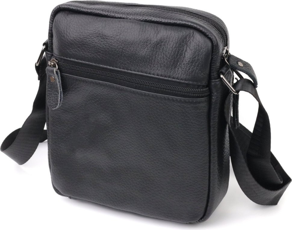 Мужская сумка через плечо из натуральной кожи в черном цвете Vintage (20678)