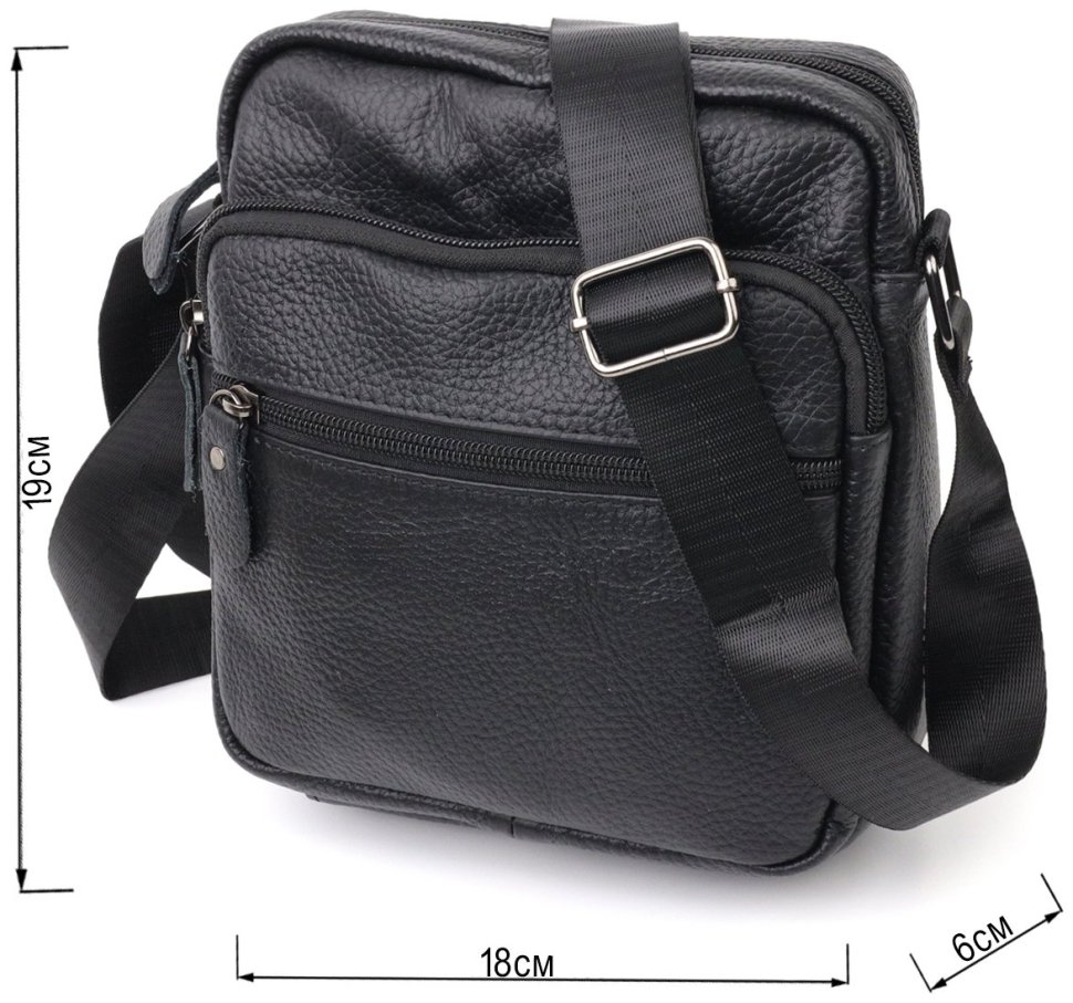 Мужская сумка через плечо из натуральной кожи в черном цвете Vintage (20678) modnotak фото №10