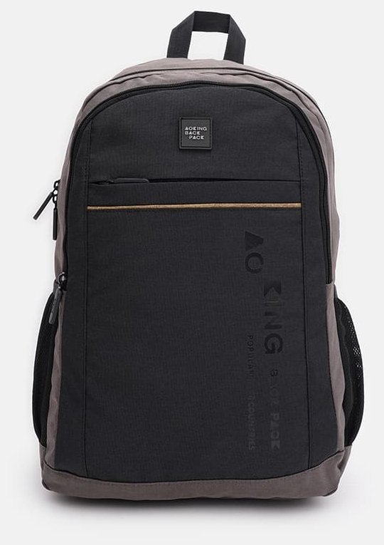 Серо-черный мужской рюкзак большого размера из полиэстера Aoking 71567