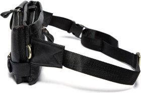 Черная поясная сумка из натуральной кожи VINTAGE STYLE (14734)