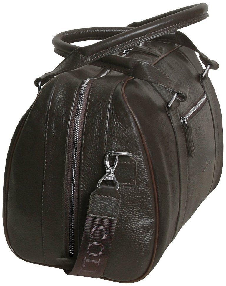 Дорожная сумка коричневого цвета из зернистой натуральной кожи Vip Collection 102367 modnotak фото №3