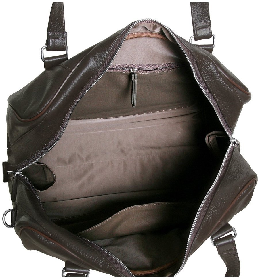 Дорожная сумка коричневого цвета из зернистой натуральной кожи Vip Collection 102367 modnotak фото №6