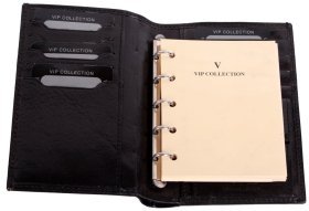 Кошелек органайзер из натуральной кожи с блокнотом Vip Collection 102567 (черный)