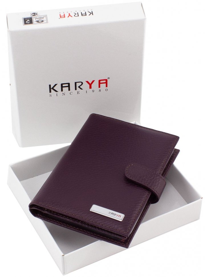 Шкіряна обкладинка для документів фіолетового кольору KARYA (443-242)