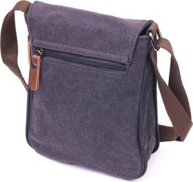 Вертикальная мужская сумка на плечо из черного текстиля Vintage (2421265)