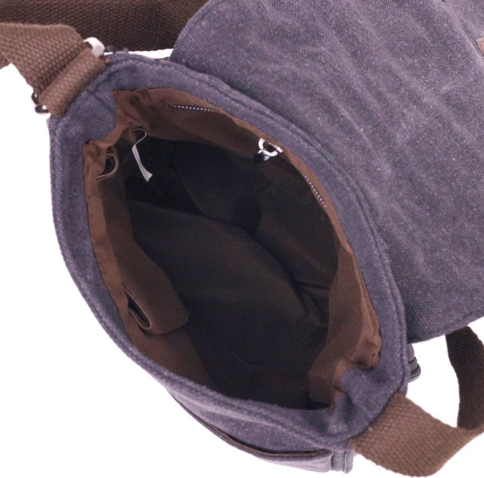 Вертикальна чоловіча сумка на плече із чорного текстилю Vintage (2421265)