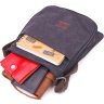 Вертикальна чоловіча сумка на плече із чорного текстилю Vintage (2421265) - 6