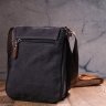 Вертикальна чоловіча сумка на плече із чорного текстилю Vintage (2421265) - 8