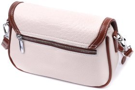 Летняя кожаная женская сумка с фактурным клапаном Vintage 22623 Белая