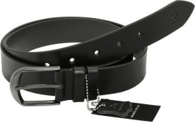 Черный мужской ремень для брюк из натуральной кожи Grande Pelle (31222)