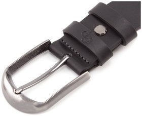 Черный мужской ремень для брюк из натуральной кожи Grande Pelle (31222)