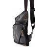 Кожаная мужская сумка-слинг небольшого размера в черном цвете TARWA (19795) - 4
