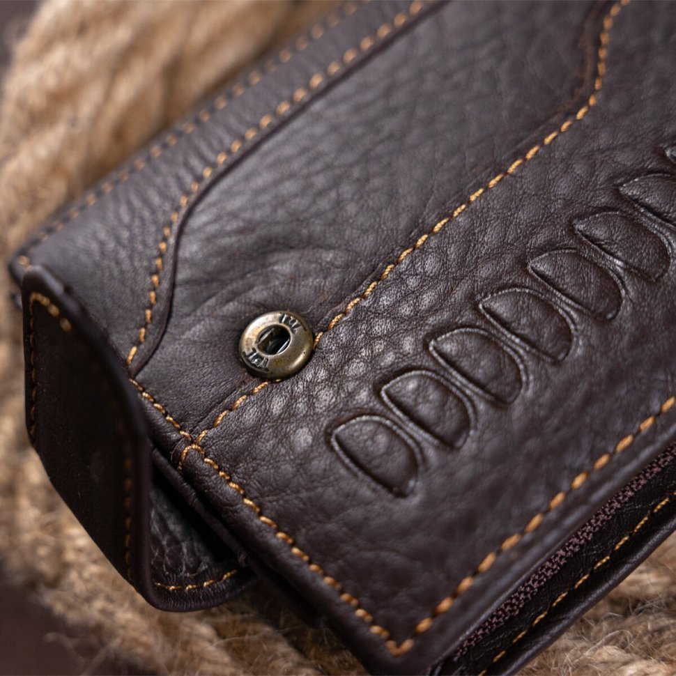 Коричневое мужское портмоне из качественной натуральной кожи с тиснением Vintage (2420233) 