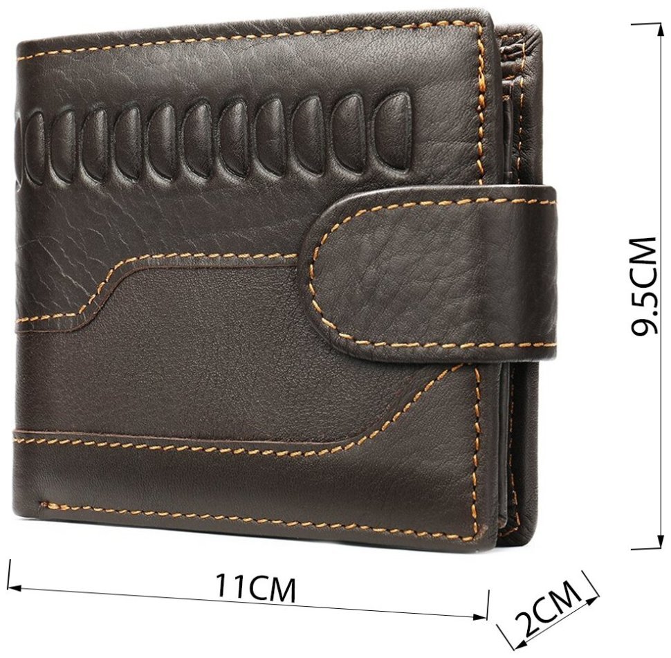 Коричневое мужское портмоне из качественной натуральной кожи с тиснением Vintage (2420233) 