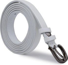 Кожаный женский ремень узкого типа в белом цвете Vintage (2420762)