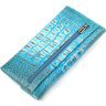 Блакитний жіночий гаманець із натуральної шкіри з тисненням під крокодила CANPELLINI (2421703) - 2
