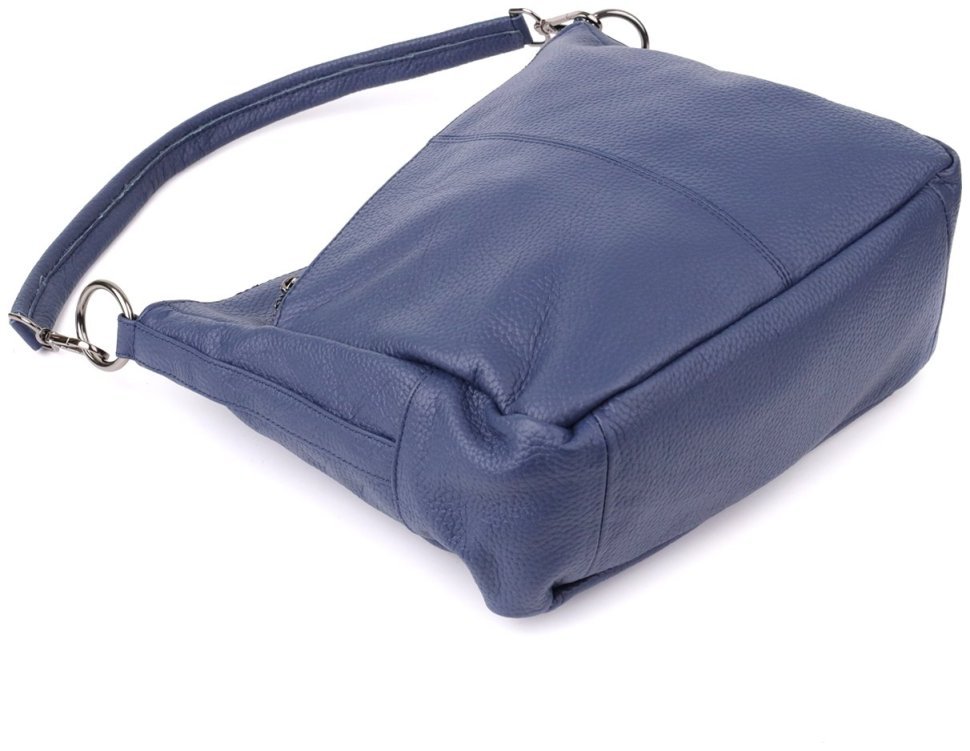 Вместительная женская сумка на 2 отделения из фактурной кожи Vintage 103167 синего цвета modnotak фото №4