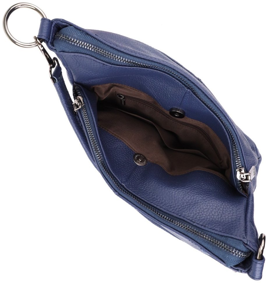 Вместительная женская сумка на 2 отделения из фактурной кожи Vintage 103167 синего цвета modnotak фото №6