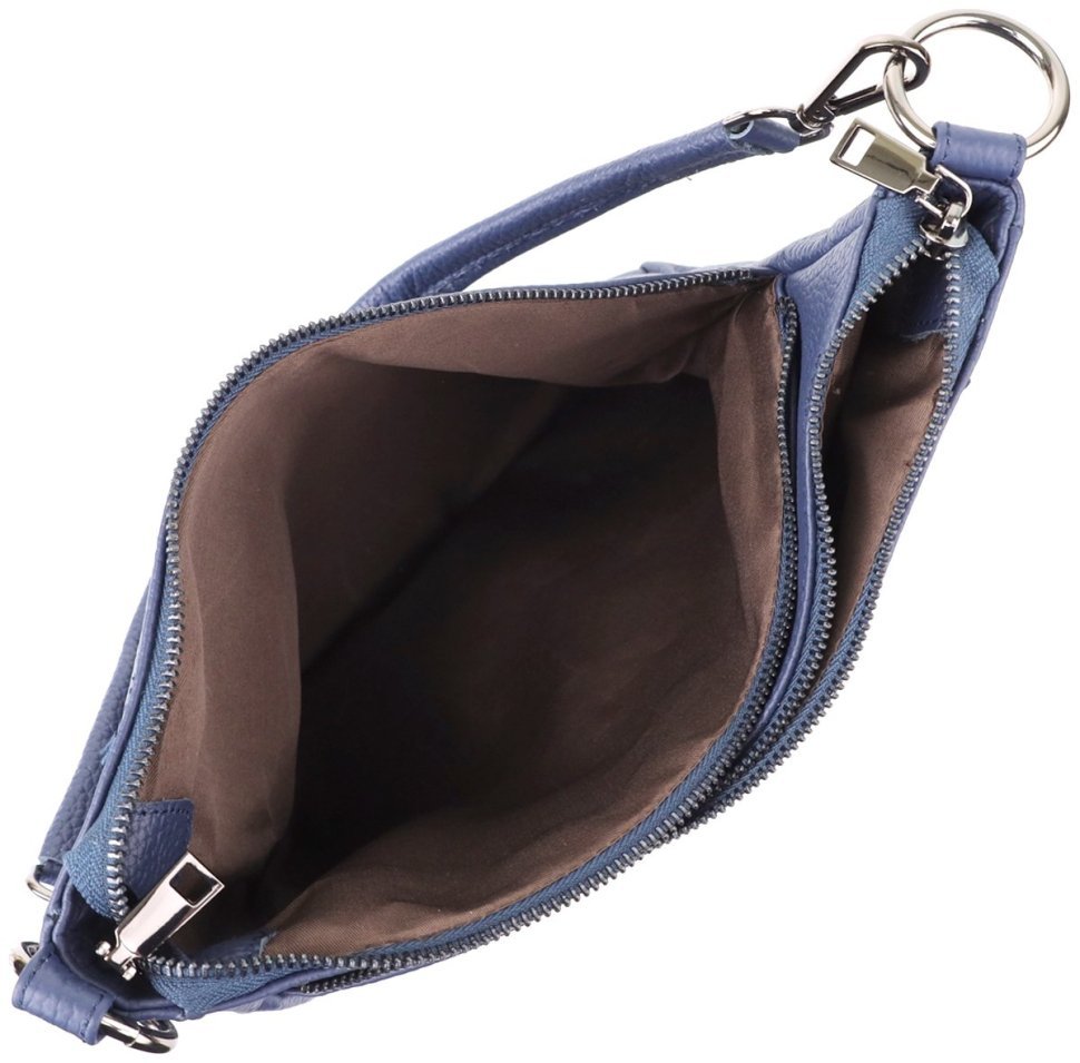 Вместительная женская сумка на 2 отделения из фактурной кожи Vintage 103167 синего цвета modnotak фото №7