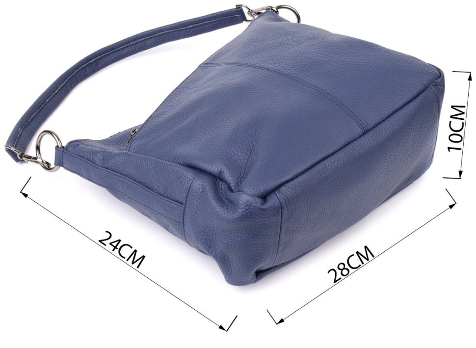 Вместительная женская сумка на 2 отделения из фактурной кожи Vintage 103167 синего цвета modnotak фото №11