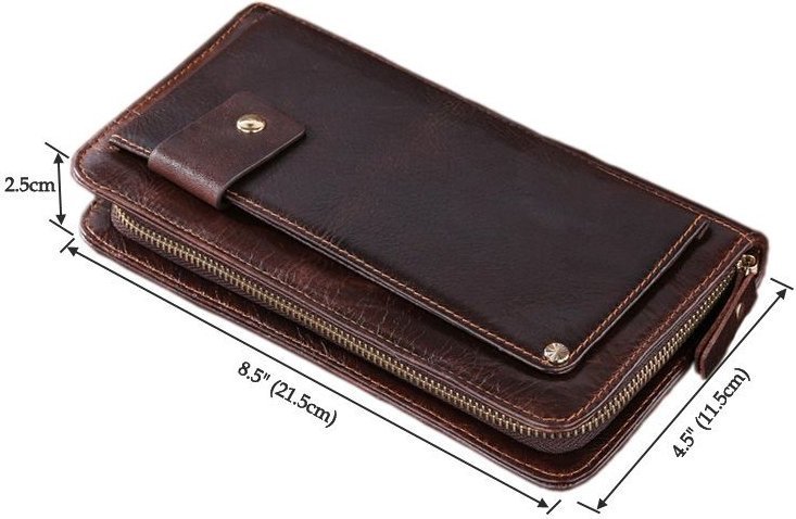 Оригінальний чоловічий гаманець - клатч коричневого кольору VINTAGE STYLE (14193)